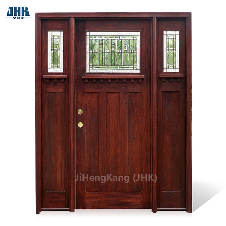 Dark Red Tranditinal Alder Solid Wood Door