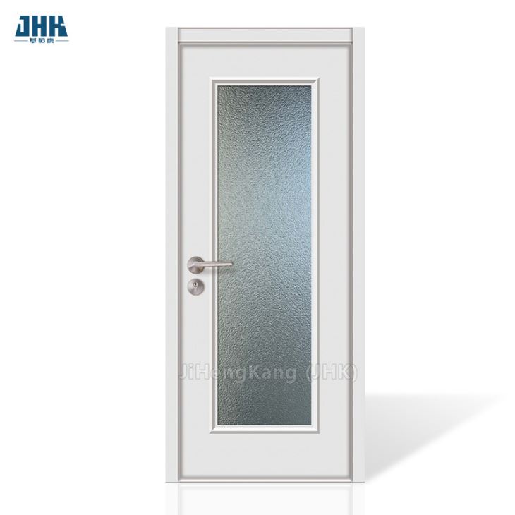 White Primed Double Door Leaf Clear Glass Shaker Pocket Doors