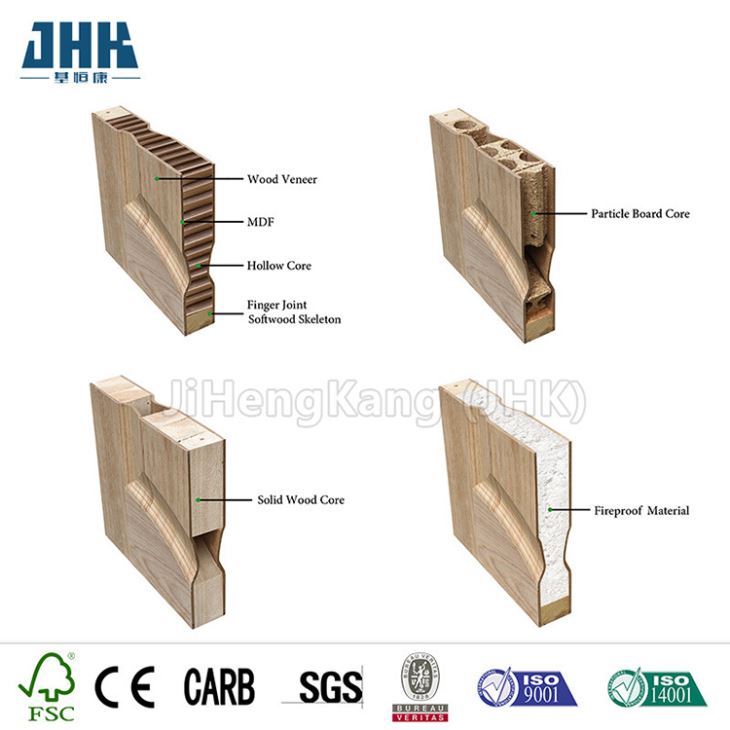 6 Panel Particle Board Core Wood Veneer Door